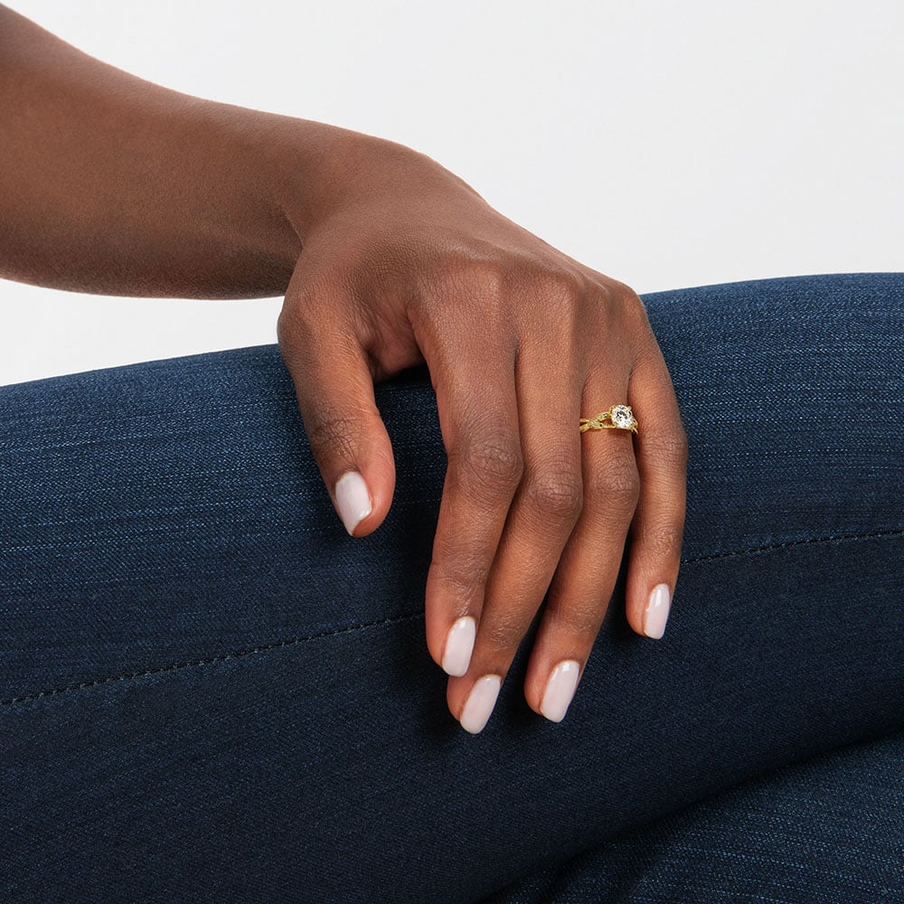Budding Willow Solitaire Ring - Round Center Stone