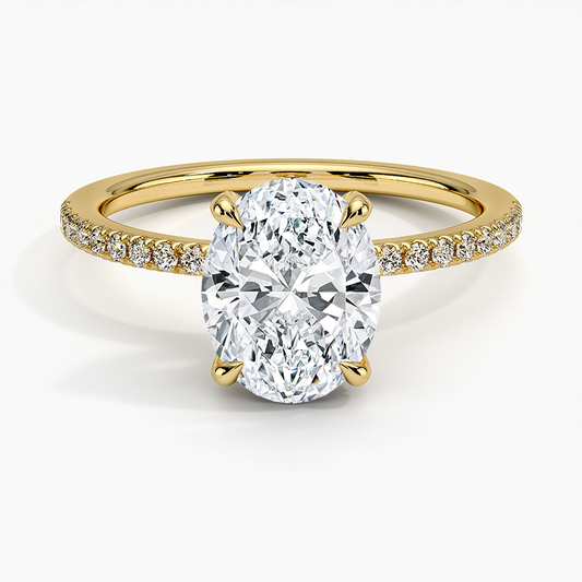Viviana Half Coverage Diamond Ring - Oval Center Stone