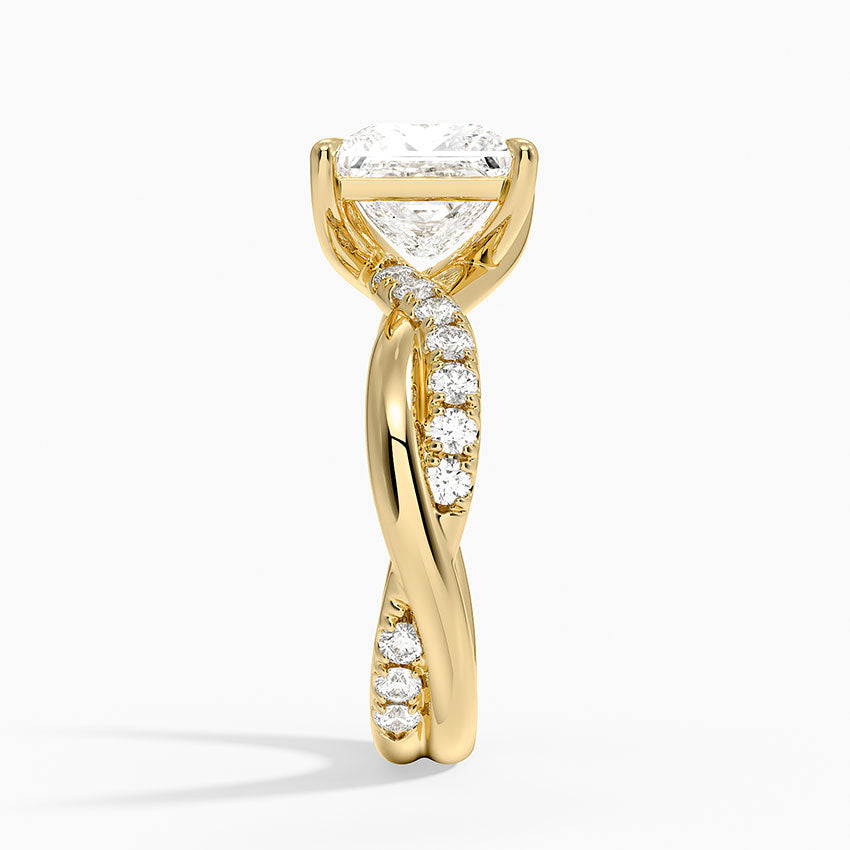 Cascade Twisted Diamond Ring - Princess Cut Center Stone