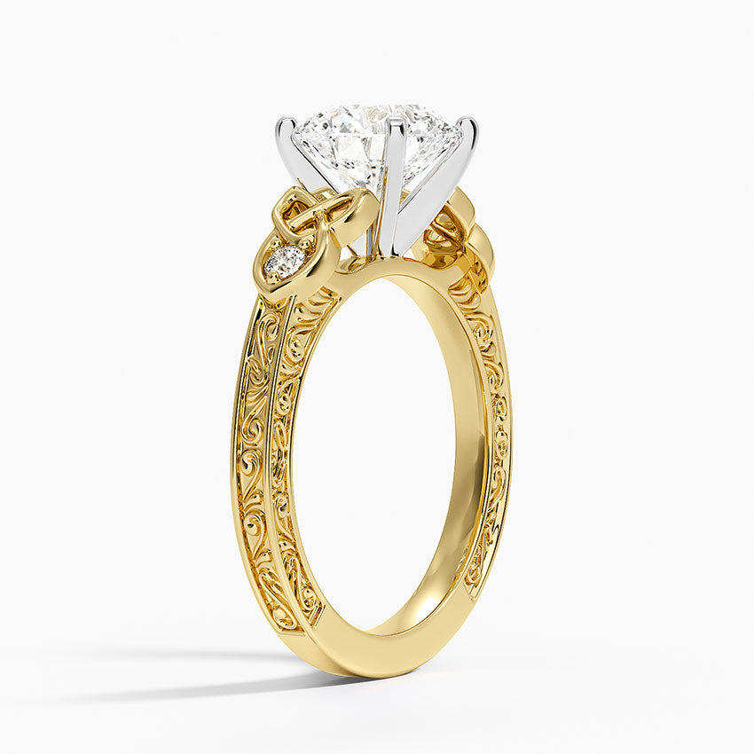 Aberdeen Celtic Diamond Ring - Round Cut Center Stone