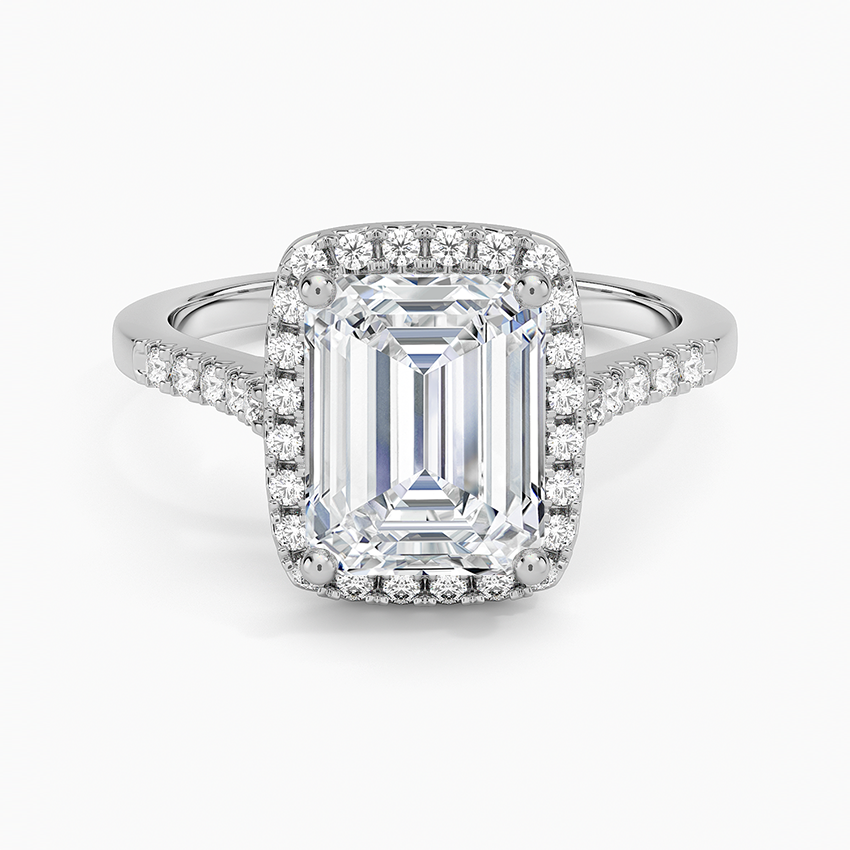 Odessa Halo Diamond Ring (1/5 ct. tw.) - Emerald Cut Center Stone