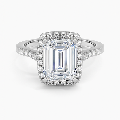 Odessa Halo Diamond Ring (1/5 ct. tw.) - Emerald Cut Center Stone