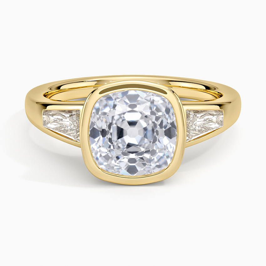 Hayes Three Stone Baguette Diamond Ring (1/2 ct. tw.) - Old Mine Cut Center Stone