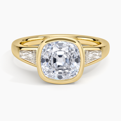 Hayes Three Stone Baguette Diamond Ring (1/2 ct. tw.) - Old Mine Cut Center Stone
