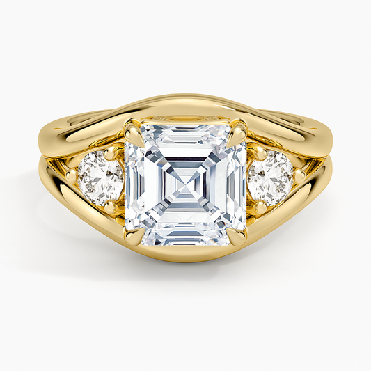Frame Three Stone Diamond Ring (1/3 ct. tw.) - Asscher Cut Center Stone