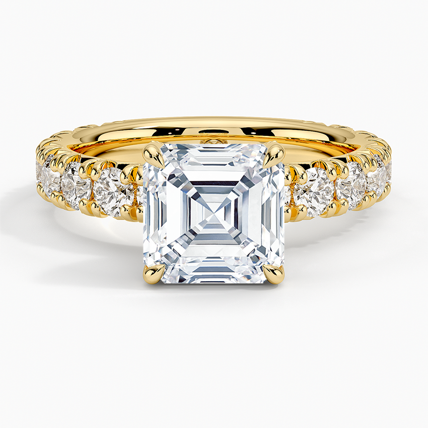 Ellora Three-Quarter Coverage Diamond Ring - Asscher Cut Center Stone