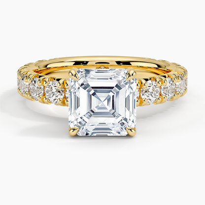 Ellora Three-Quarter Coverage Diamond Ring - Asscher Cut Center Stone