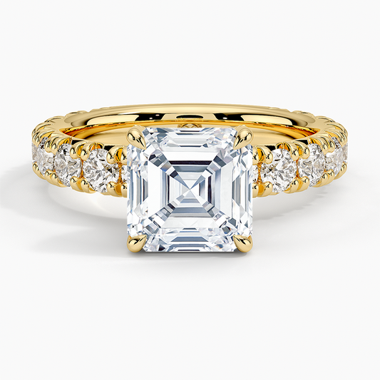 Ellora Three-Quarter Coverage Diamond Ring - Asscher Cut Center Stone