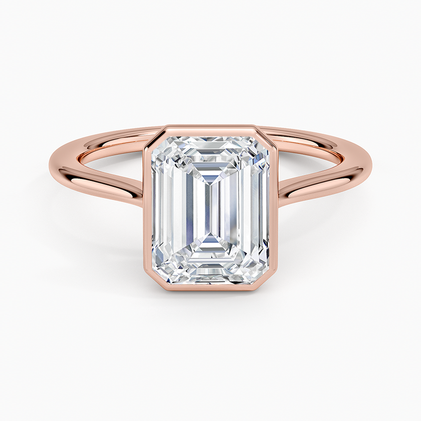 Petite Luna 1.5mm Bezel Ring - Emerald Cut Center Stone