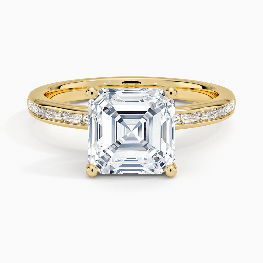 Tabitha Channel Set Baguette Diamond Ring - Asscher Cut Center Stone