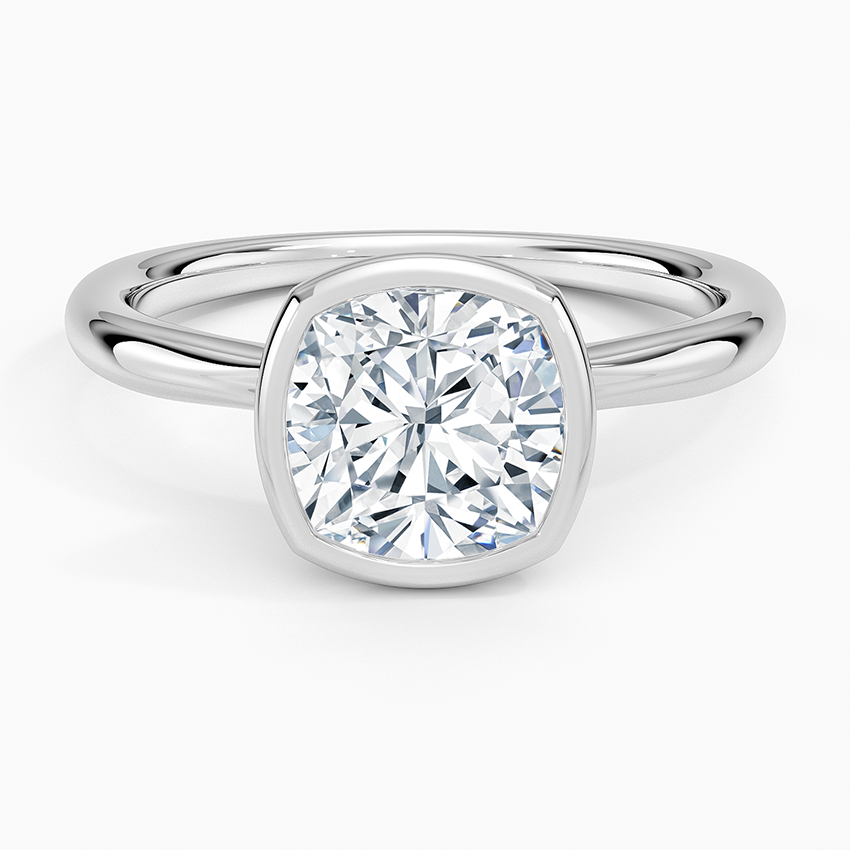 Freesia Bezel Solitaire Ring - Cushion Cut Center Stone