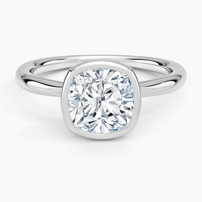 Freesia Bezel Solitaire Ring - Cushion Cut Center Stone
