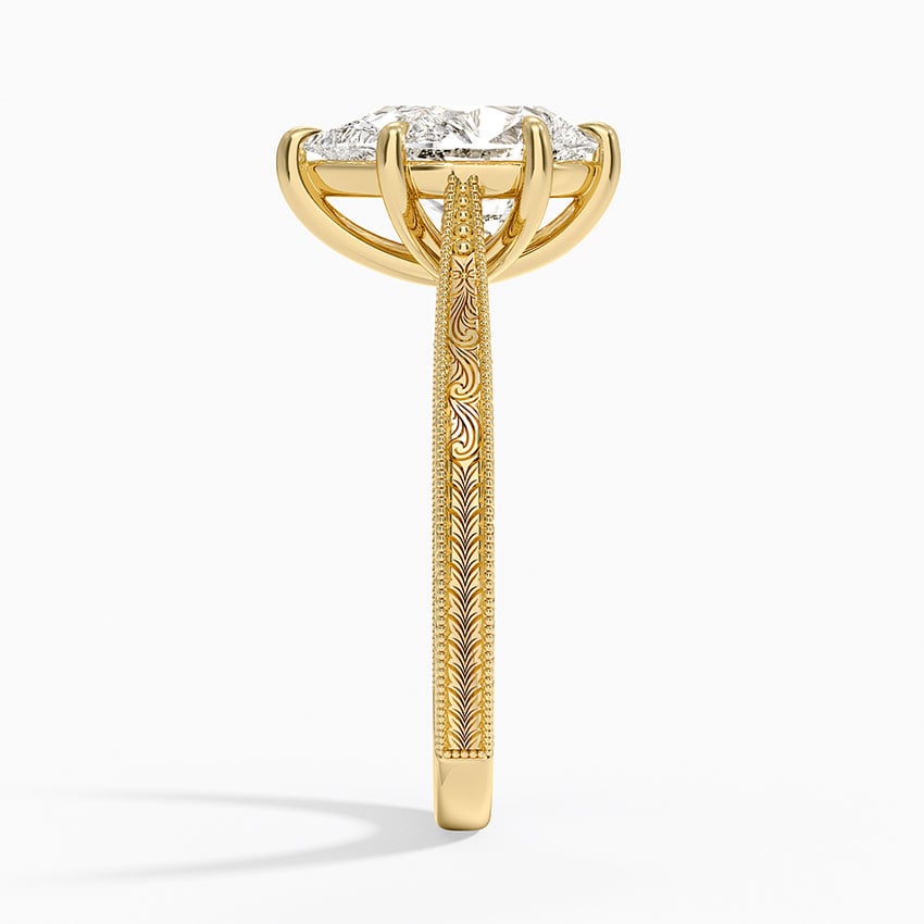 Elsie Engraved Ring - Pear Center Stone