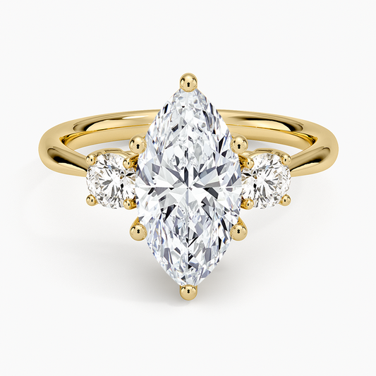 Selene Three Stone Diamond Ring (1/3 ct. tw.) - Marquise Center Stone