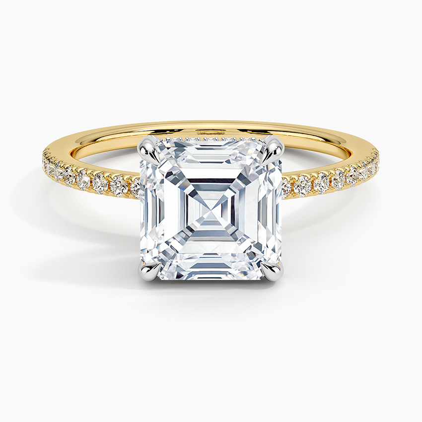 Mixed Metal Viviana Half Coverage Diamond Ring (1/4 ct. tw.) - Asscher Cut Center Stone
