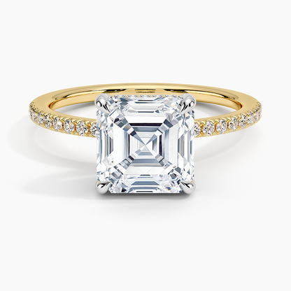 Mixed Metal Viviana Half Coverage Diamond Ring (1/4 ct. tw.) - Asscher Cut Center Stone