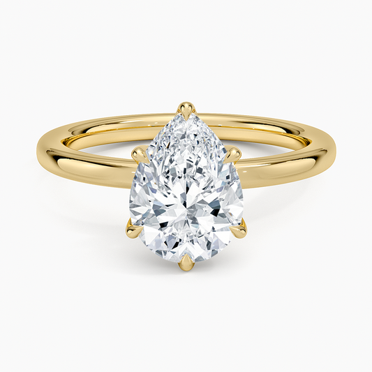 2mm Petite Elodie Perfect Fit Solitaire Ring - Pear Cut Center Stone