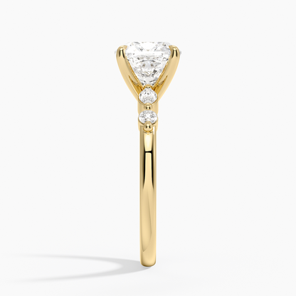 Versailles One-Quarter Coverage Diamond Ring - Cushion Cut Center Stone