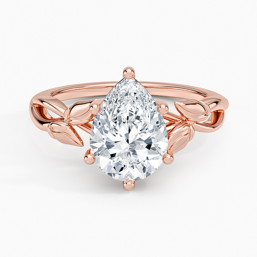 Budding Willow Solitaire Ring - Pear Center Stone