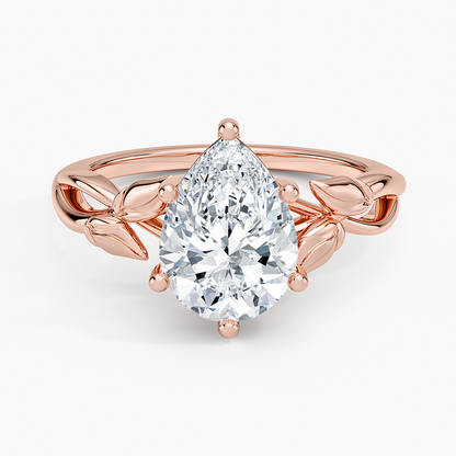 Budding Willow Solitaire Ring - Pear Center Stone