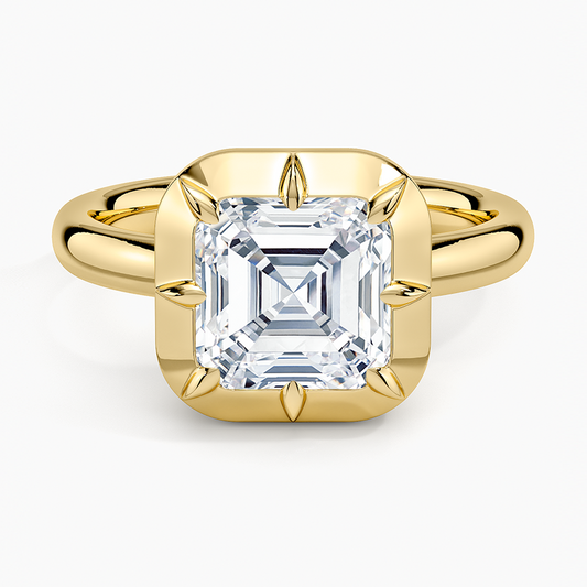 Harper Bezel Prong Solitaire Ring - Asscher Cut Center Stone