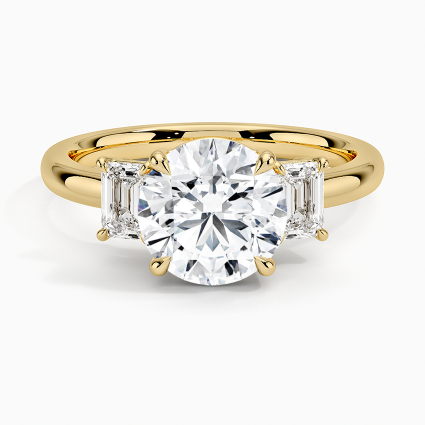 Rhiannon Emerald Cut Three Stone Diamond Ring (1/2 ct. tw.) - Round Center Stone