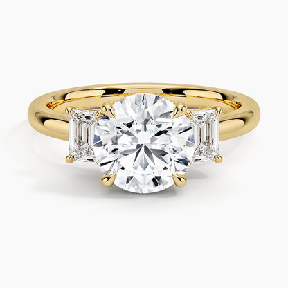 Rhiannon Emerald Cut Three Stone Diamond Ring (1/2 ct. tw.) - Round Center Stone