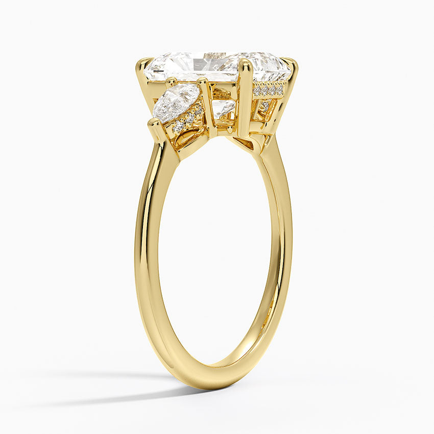 Adorned Opera Three Stone Diamond Ring (1/2 ct. tw.) - Radiant Cut Center Stone