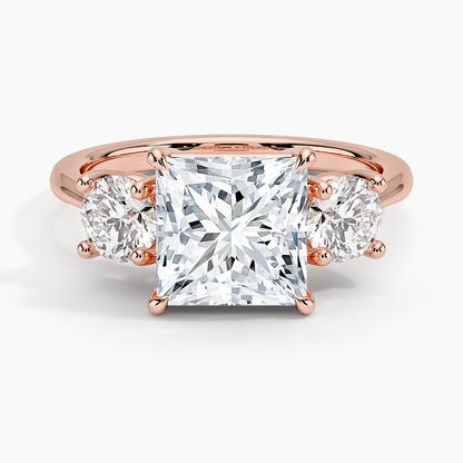 Luxe Selene Three Stone Diamond Ring (2/3 ct. tw.) - Princess Cut Center Stone