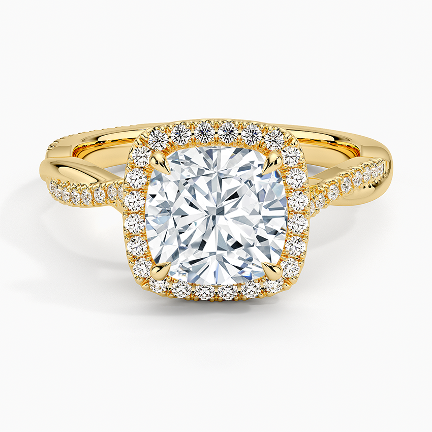 Petite Twisted Vine Halo Diamond Ring (1/4 ct. tw.) - Cushion Cut Center Stone