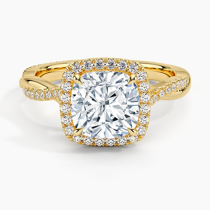 Petite Twisted Vine Halo Diamond Ring (1/4 ct. tw.) - Cushion Cut Center Stone