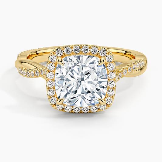Petite Twisted Vine Halo Diamond Ring (1/4 ct. tw.) - Cushion Cut Center Stone