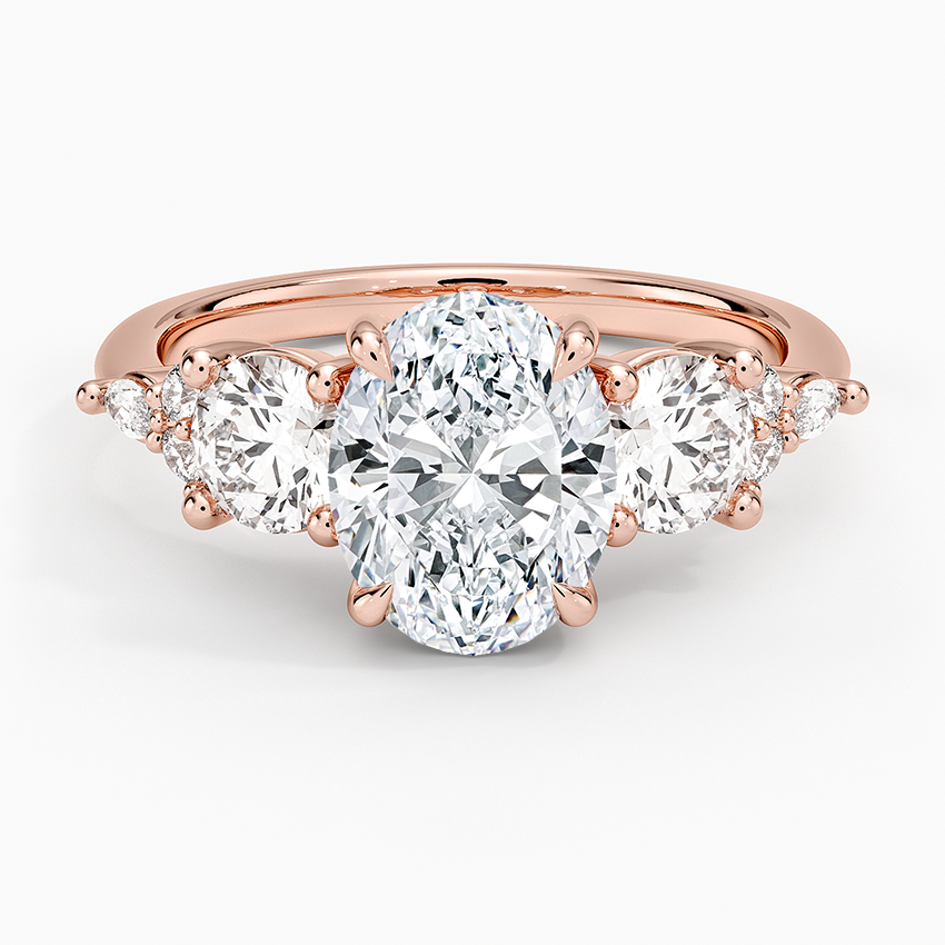 Luxe Nadia Three Stone Diamond Ring - Oval Center Stone
