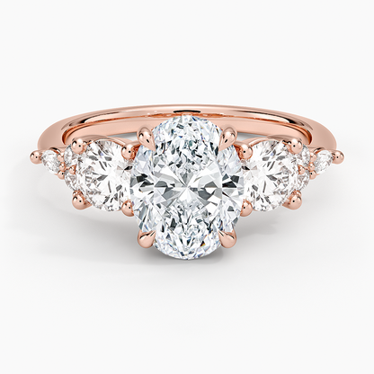 Luxe Nadia Three Stone Diamond Ring - Oval Center Stone