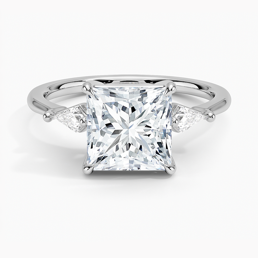 Cometa Three Stone Diamond Ring - Princess Cut Center Stone