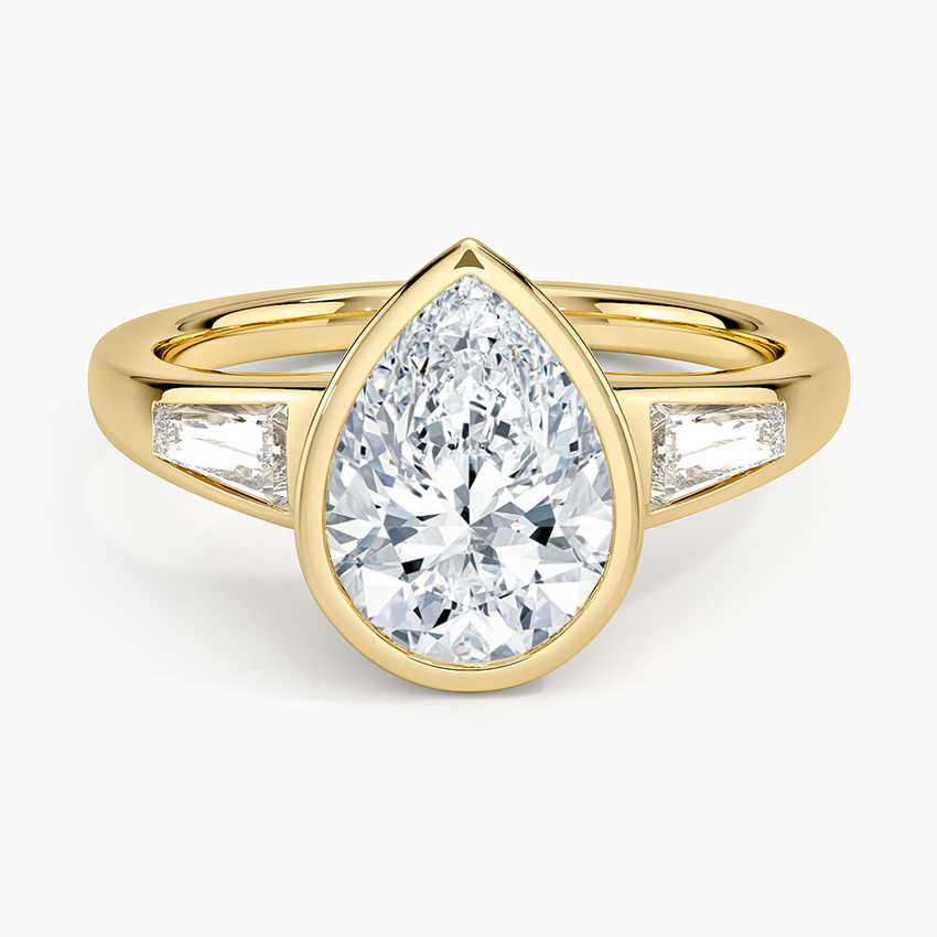 Hayes Three Stone Baguette Diamond Ring (1/2 ct. tw.) - Pear Cut Center Stone