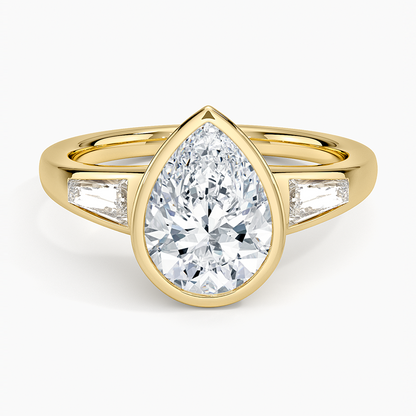 Hayes Three Stone Baguette Diamond Ring (1/2 ct. tw.) - Pear Cut Center Stone