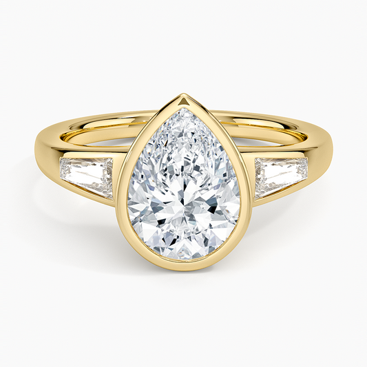 Hayes Three Stone Baguette Diamond Ring (1/2 ct. tw.) - Pear Cut Center Stone