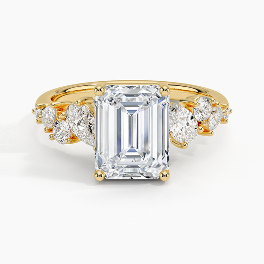 Olivetta Tapered Diamond Ring (1/2 ct. tw.) - Emerald Cut Center Stone