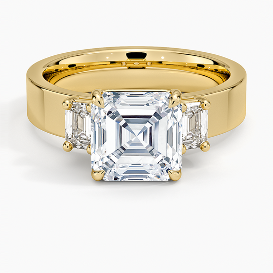 Peyton Emerald Cut Three Stone Diamond Ring (1/2 ct. tw.) - Asscher Cut Center Stone