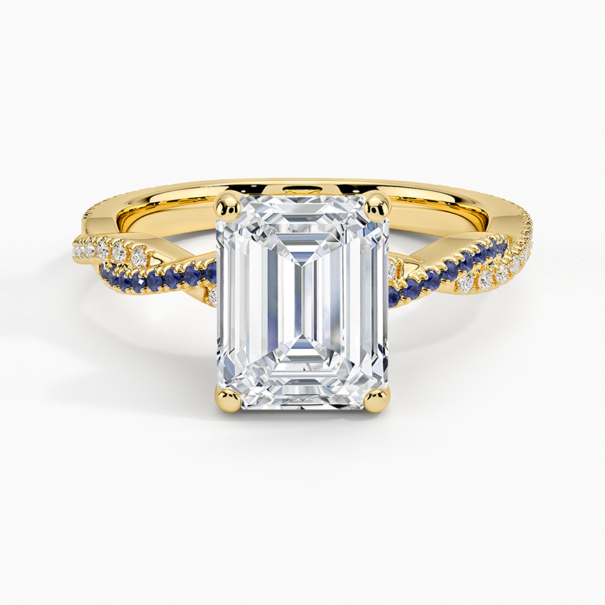 Petite Luxe Twisted Vine Sapphire and Diamond Ring (1/8 ct. tw.) - Emerald Cut Center Stone
