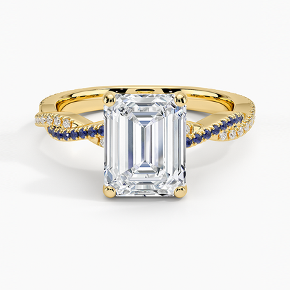 Petite Luxe Twisted Vine Sapphire and Diamond Ring (1/8 ct. tw.) - Emerald Cut Center Stone