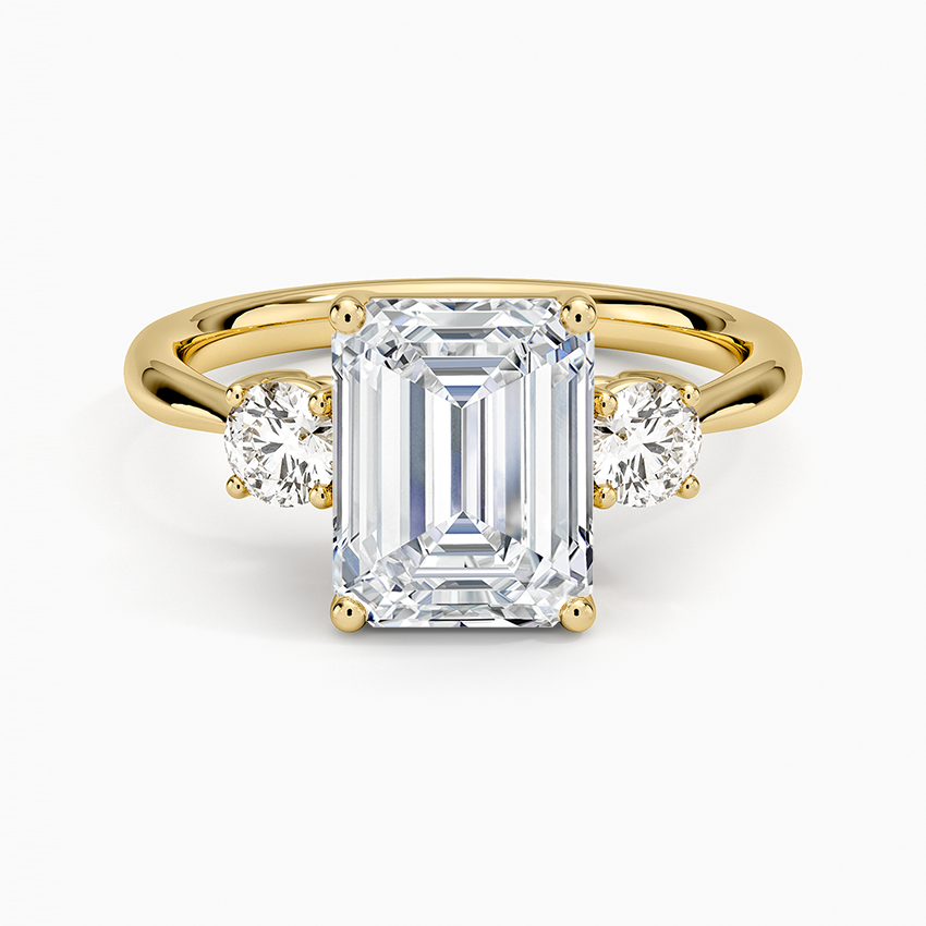Selene Three Stone Diamond Ring (1/3 ct. tw.) - Emerald Cut Center Stone