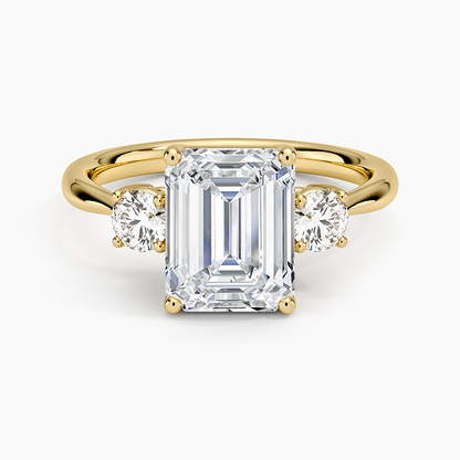 Selene Three Stone Diamond Ring (1/3 ct. tw.) - Emerald Cut Center Stone