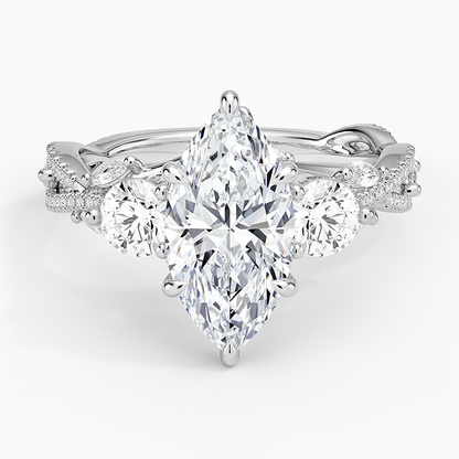 Luxe Secret Garden Three Stone Diamond Ring (1 ct. tw.) - Marquise Center Stone