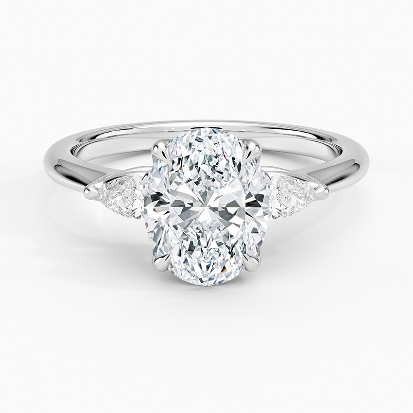 Petite Fleur Three Stone Diamond Ring - Oval Center Stone