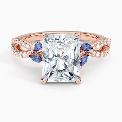 Luxe Willow Sapphire and Diamond Ring (1/8 ct. tw.) - Radiant Cut Center Stone
