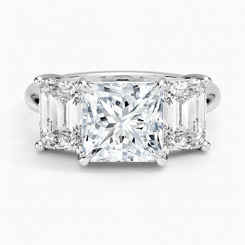 Luxe Rhiannon Three Stone Diamond Ring (1 1/10 ct. tw.) - Princess Cut Center Stone