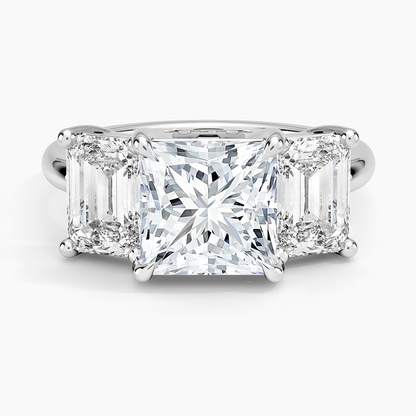Luxe Rhiannon Three Stone Diamond Ring (1 1/10 ct. tw.) - Princess Cut Center Stone