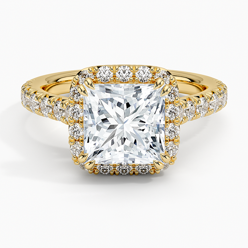 Sienna Halo Half Coverage Diamond Ring (2/3 ct. tw.) - Princess Cut Center Stone